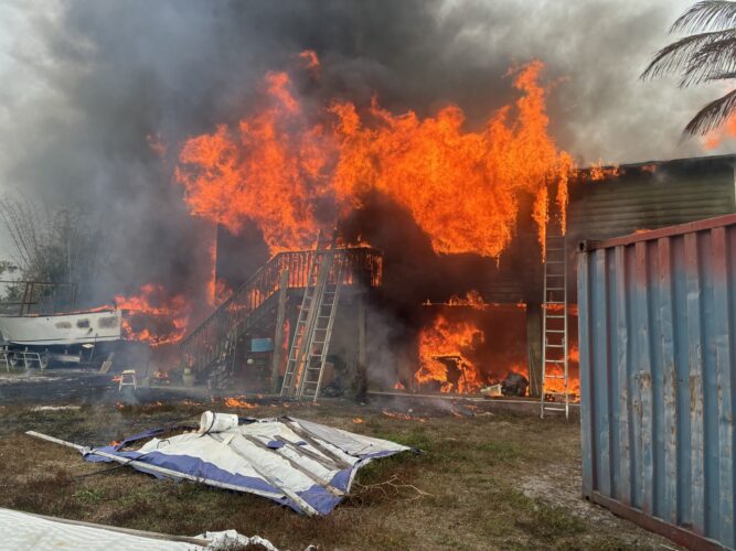 Fire destroys island home